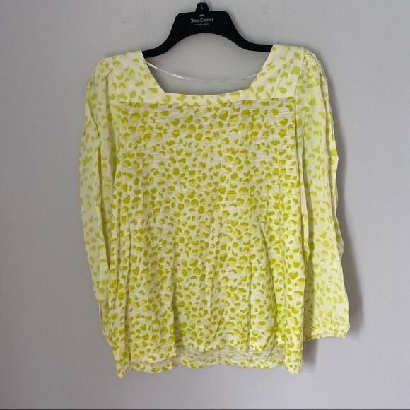 Style & Co Women’s Square Neck Long Puff Sleeve Green Animal Print Summer Top - Picture 5 of 6